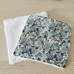 Lingettes lavables - fleuri bleu